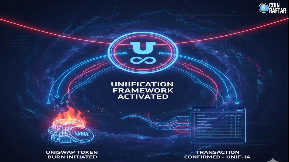 Uniswap token burn confirming activation of UNIfication framework