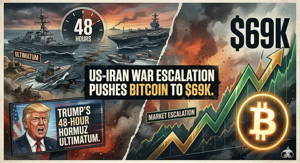 The US-Iran War Escalation Pushes Bitcoin To $69K Following Trump's 48 Hour Hormuz Ultimatum